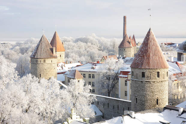 Вид на зимний Таллин, Эстония