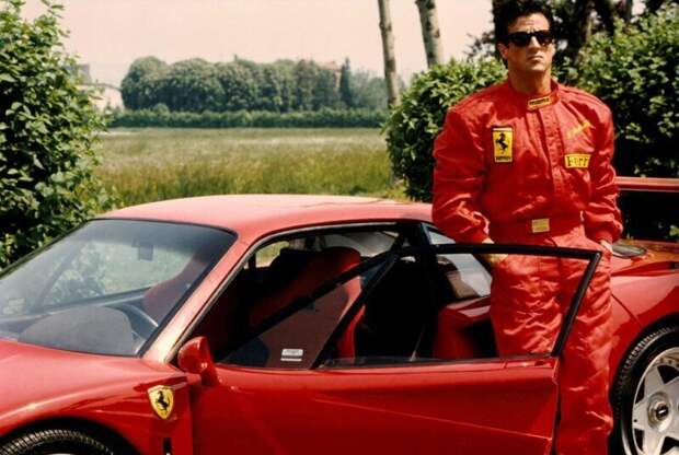 Сильвестр Сталлоне и Ferrari F40 во Фьорано, 1990 год