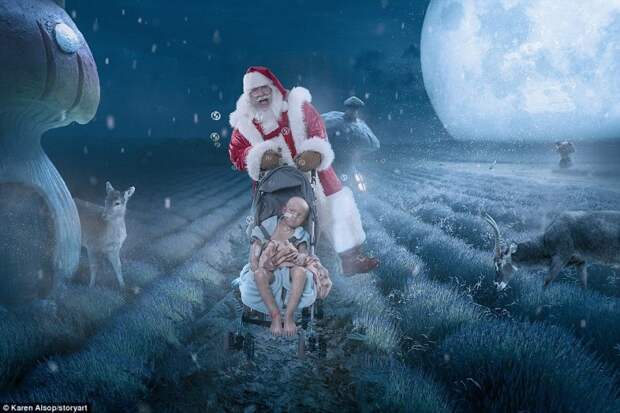 А с Эйденом Санта отправился на прогулку дети, добро, рождество, сказка