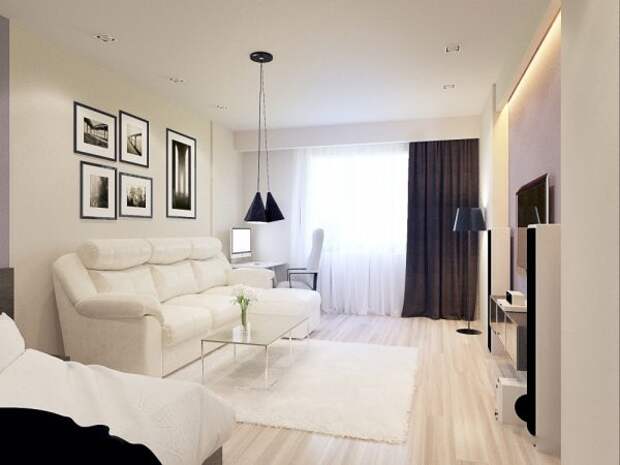 Белый и черный цвет в интерьере гостиной спальни