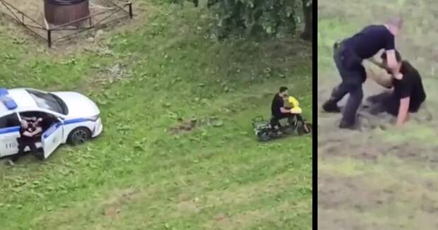 В Петербурге на видео сняли, как гаишники гнались за курьером по газонам