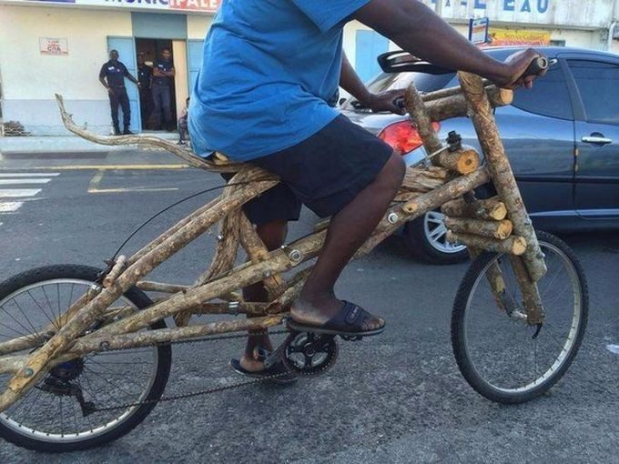 Собрать из дерева велосипед не может быть, невероятное, прикол, чудеса, чудо, юмор