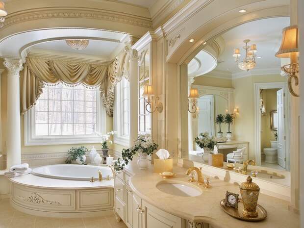 Еще один важный компонент в ретро стиле ванной является лепнина из гипса
