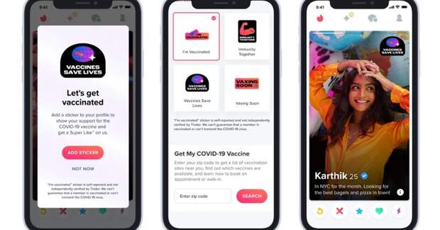 Приложения для знакомств отметят вакцинированных пользователей