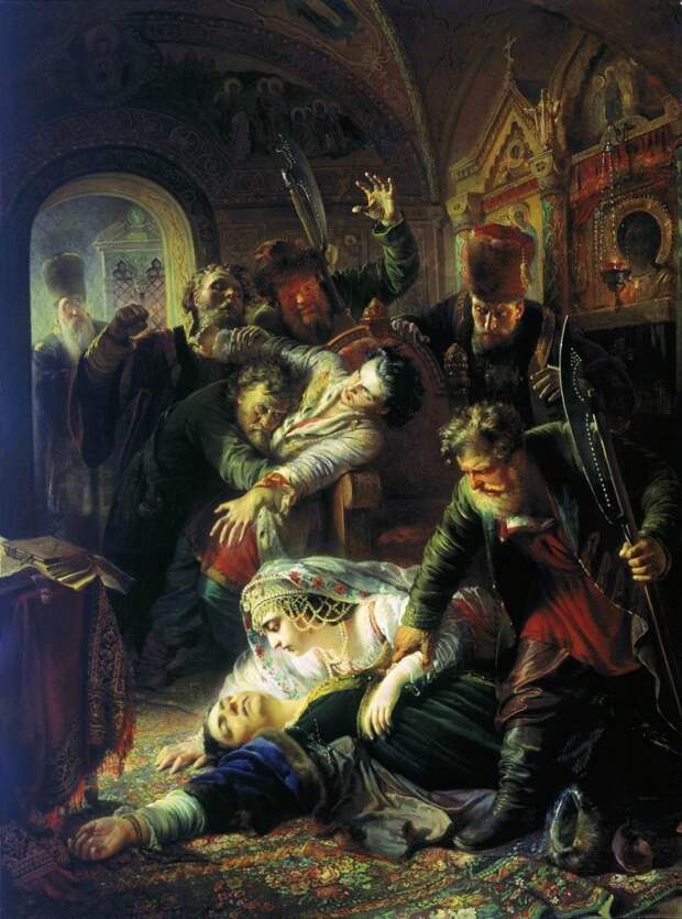 Гибель семьи Годуновых. К. Маковский «Убиение царя Феодора» 