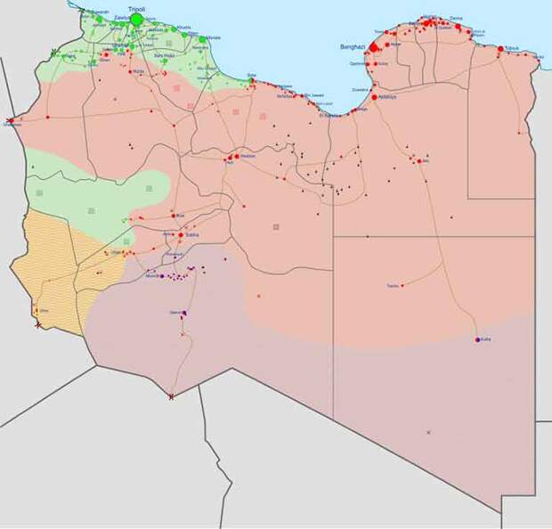 Карта оперативной обстановки в Ливии