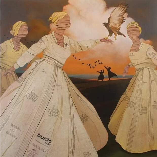 Американский художник Джон Вестмарк (John Westmark) создает свои прекрасные и тревожные коллажи, используя выкройки для шитья, холст и акриловые краски