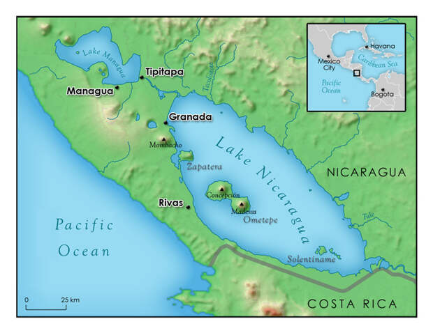 Интересные факты про озеро Никарагуа никарагуа, озеро, факты