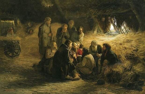Чтение манифеста 19 февраля 1861 года. (1873 год). Государственная Третьяковская галерея. Автор: Г.Г. Мясоедов. Чтение манифеста 19 февраля 1861 года. (1873 год). Государственная Третьяковская галерея. Автор: Г.Г. Мясоедов.