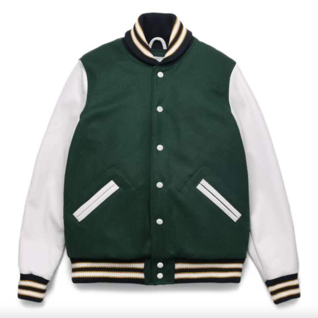 Dehen 1920 Leather and Wool-Blend Varsity Bomber Jacket