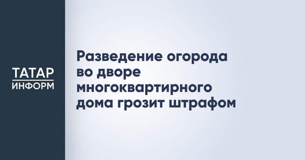 Разведение огорода во дворе многоквартирного дома грозит штрафом