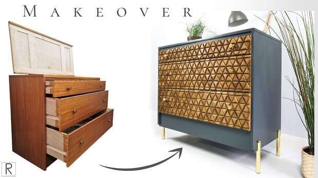 MID CENTURY DRESSER MAKEOVER / Chest of drawers transformation / Furniture Spray Painting