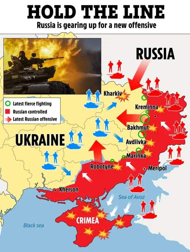 Британское издание The Sun со ссылкой на ГУР Украины публикует план наступления ВС РФ. Ориентировочные сроки - конец мая, начало июня