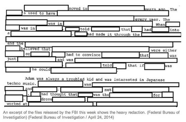 Redacted FBI report on Sandy Hook