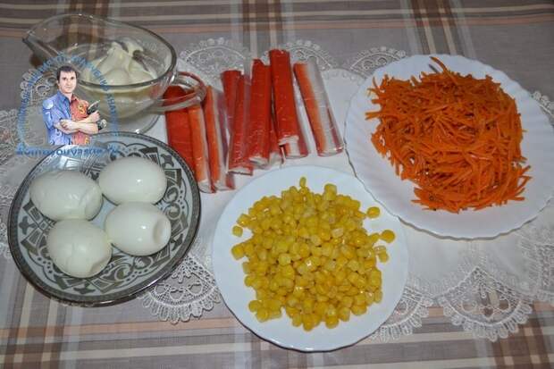 Салат с корейской морковью и крабовыми палочками