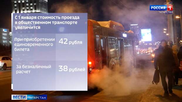 С 1 января проезд в общественном транспорте Казани подорожает до 42 рублей