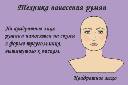 Техника нанесения румян на квадратное лицо