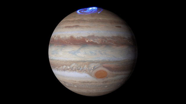 Полярные сияния на северном полюсе Юпитера / © nasa.gov