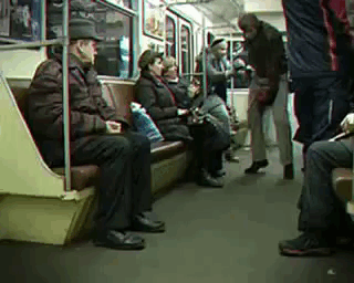 Crazy Russian Rides A Fire Extinguisher In The Subway