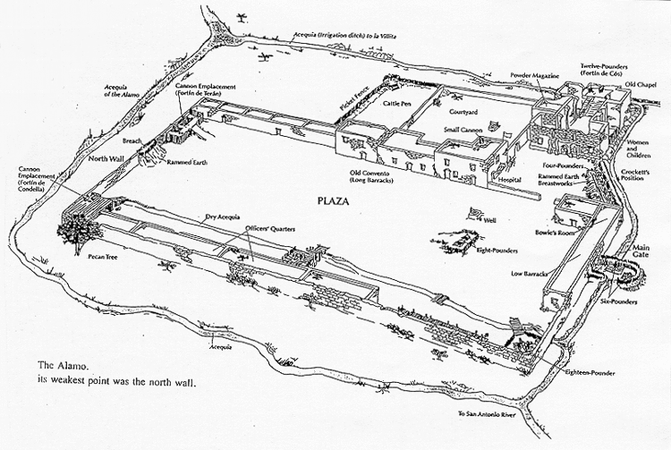 Схема Аламо http://www.latinamericanstudies.org/ - Аламо: осада, ставшая легендой | Военно-исторический портал Warspot.ru